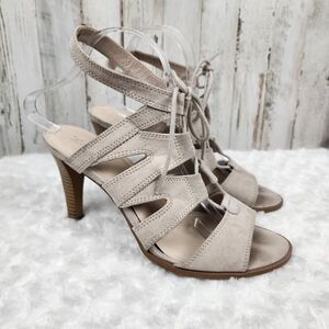 Simply Vera Vera Wang Lace Up Peep Sandals Taupe Size 10